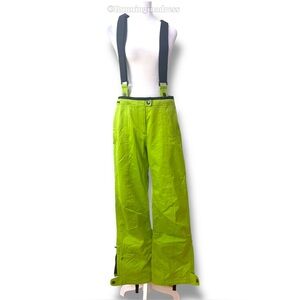 Spyder Women’s XTL Ski Pants Size 12 Lime Green Insulated Waterproof Suspenders
